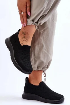 Online Evento Damskie Tenisówki Materiałowe Wsuwane Czarne Adiora Czarny