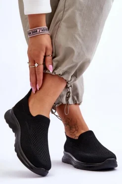 Online Evento Damskie Tenisówki Materiałowe Wsuwane Czarne Adiora Czarny