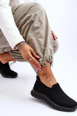 Online Evento Damskie Tenisówki Materiałowe Wsuwane Czarne Adiora Czarny