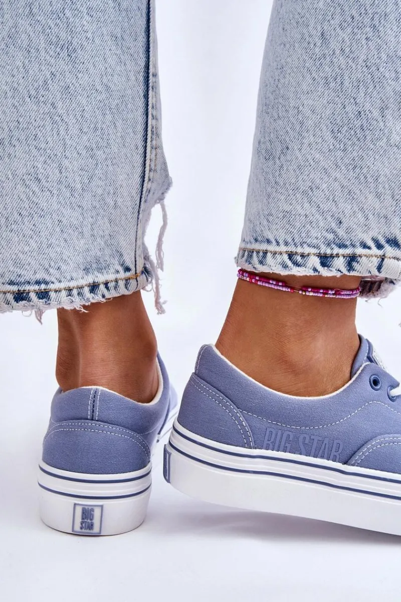 Outlet Damskie Tenisówki Na Platformie Big Star LL274231 Niebieskie Damskie Trampki Damskie Big Star|Trampki Damskie Niskie