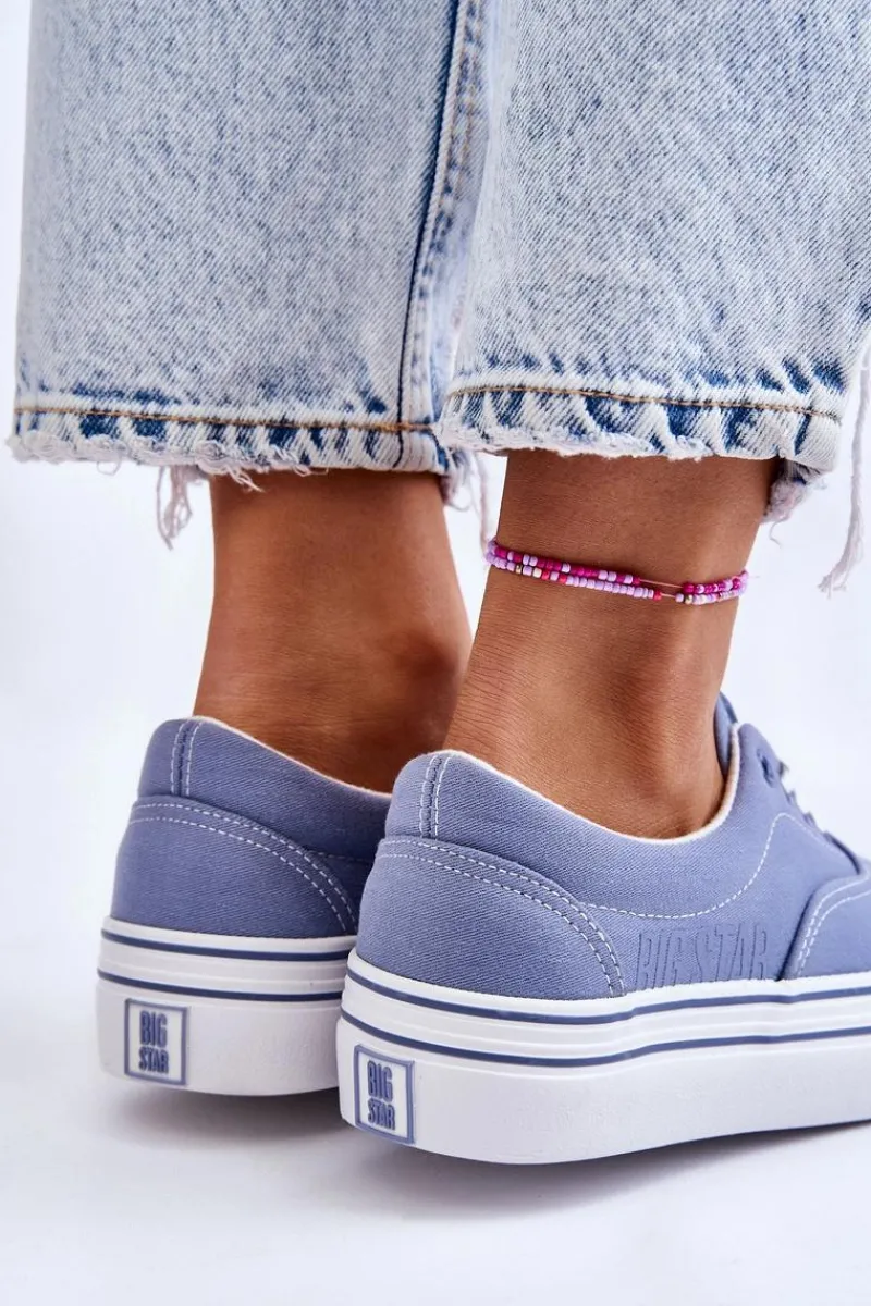 Outlet Damskie Tenisówki Na Platformie Big Star LL274231 Niebieskie Damskie Trampki Damskie Big Star|Trampki Damskie Niskie