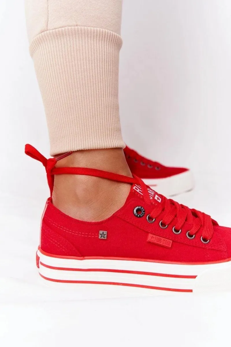 Trampki Damskie Big Star|Trampki Damskie Niskie>Big Star Shoes Damskie Tenisówki Na Platformie BIG STAR HH274053 Czerwone