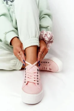 Big Star Shoes Damskie Tenisówki Na Platformie BIG STAR HH274058 Różowe