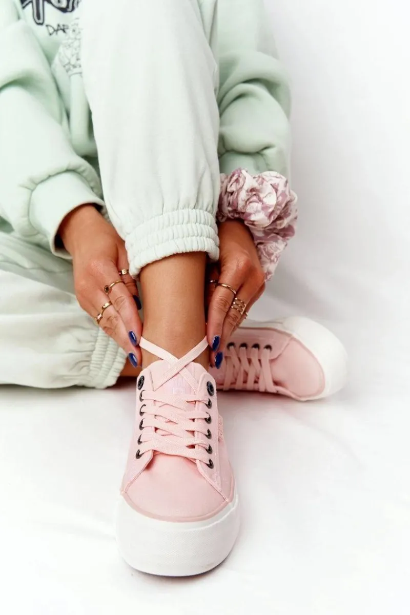 Big Star Shoes Damskie Tenisówki Na Platformie BIG STAR HH274058 Różowe