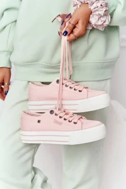 Big Star Shoes Damskie Tenisówki Na Platformie BIG STAR HH274058 Różowe