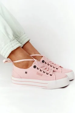 Big Star Shoes Damskie Tenisówki Na Platformie BIG STAR HH274058 Różowe