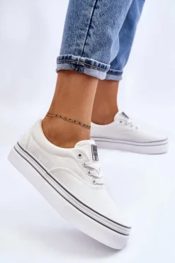 Best Big Star Shoes Damskie Tenisówki Na Platformie Big Star LL274228 Białe