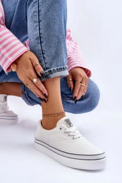 Best Big Star Shoes Damskie Tenisówki Na Platformie Big Star LL274228 Białe