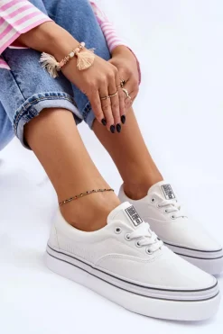 Best Big Star Shoes Damskie Tenisówki Na Platformie Big Star LL274228 Białe