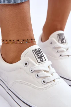 Best Big Star Shoes Damskie Tenisówki Na Platformie Big Star LL274228 Białe