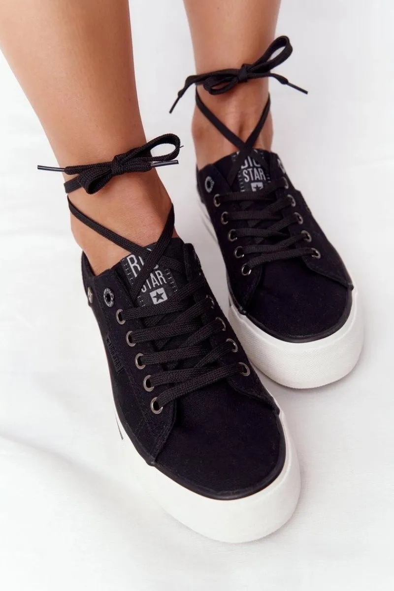 Trampki Damskie Big Star|Trampki Damskie Niskie>Big Star Shoes Damskie Tenisówki Na Platformie BIG STAR HH274056 Czarne