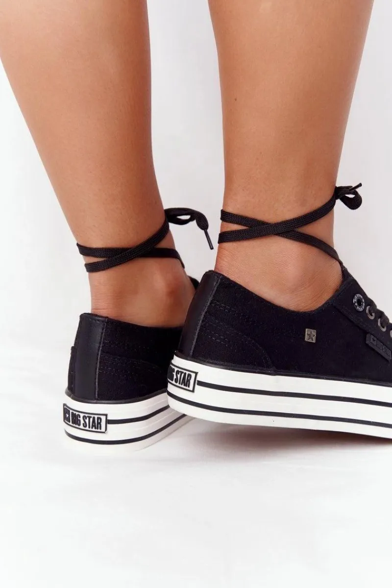 Trampki Damskie Big Star|Trampki Damskie Niskie>Big Star Shoes Damskie Tenisówki Na Platformie BIG STAR HH274056 Czarne