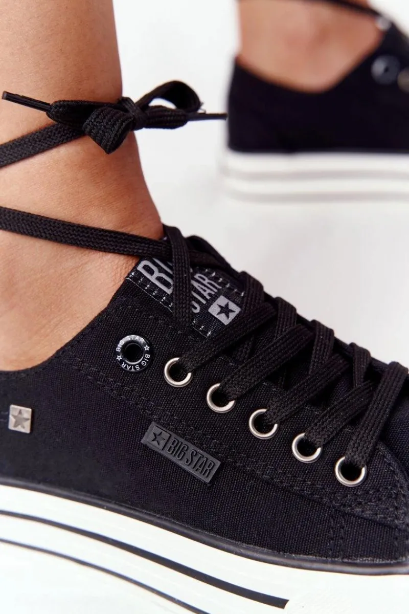 Trampki Damskie Big Star|Trampki Damskie Niskie>Big Star Shoes Damskie Tenisówki Na Platformie BIG STAR HH274056 Czarne