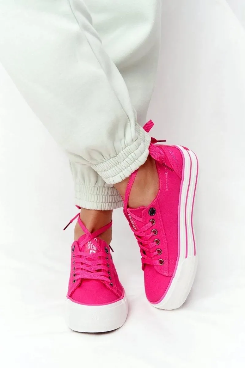 Online Damskie Tenisówki Na Platformie BIG STAR HH274054 Fuksja Damskie Trampki Damskie Big Star|Trampki Damskie Niskie