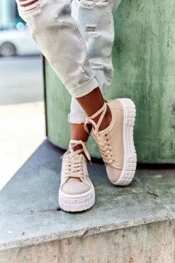 Damskie Tenisówki Na Platformie Beżowe Big City Life Damskie Trampki Damskie Niskie