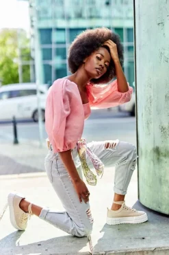 Damskie Tenisówki Na Platformie Beżowe Big City Life Damskie Trampki Damskie Niskie