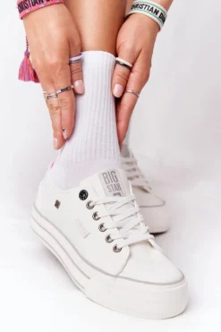 Outlet Big Star Shoes Damskie Tenisówki Na Platformie BIG STAR HH274052 Białe