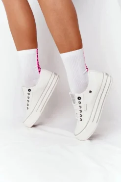 Outlet Big Star Shoes Damskie Tenisówki Na Platformie BIG STAR HH274052 Białe