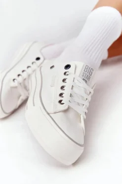 Outlet Big Star Shoes Damskie Tenisówki Na Platformie BIG STAR HH274052 Białe