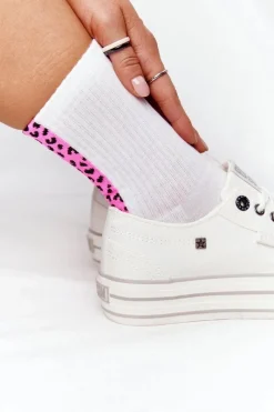 Outlet Big Star Shoes Damskie Tenisówki Na Platformie BIG STAR HH274052 Białe