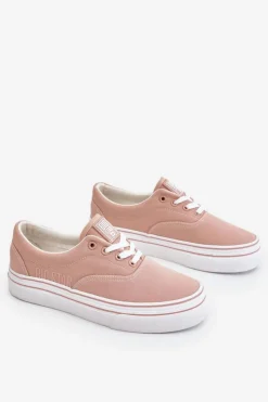 Hot Damskie Tenisówki Na Platformie Big Star LL274229 Różowe Damskie Trampki Damskie Big Star|Trampki Damskie Niskie