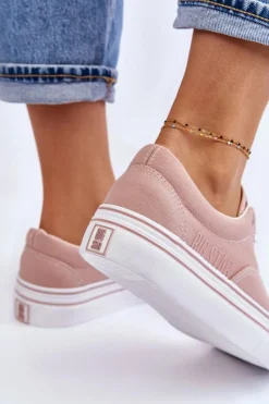 Hot Damskie Tenisówki Na Platformie Big Star LL274229 Różowe Damskie Trampki Damskie Big Star|Trampki Damskie Niskie