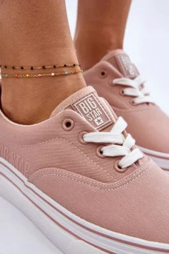 Hot Damskie Tenisówki Na Platformie Big Star LL274229 Różowe Damskie Trampki Damskie Big Star|Trampki Damskie Niskie