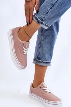 Hot Damskie Tenisówki Na Platformie Big Star LL274229 Różowe Damskie Trampki Damskie Big Star|Trampki Damskie Niskie