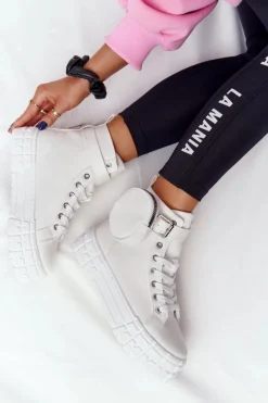 Online Boto Damskie Tenisówki Na Platformie Z Nerką Białe Popcorn