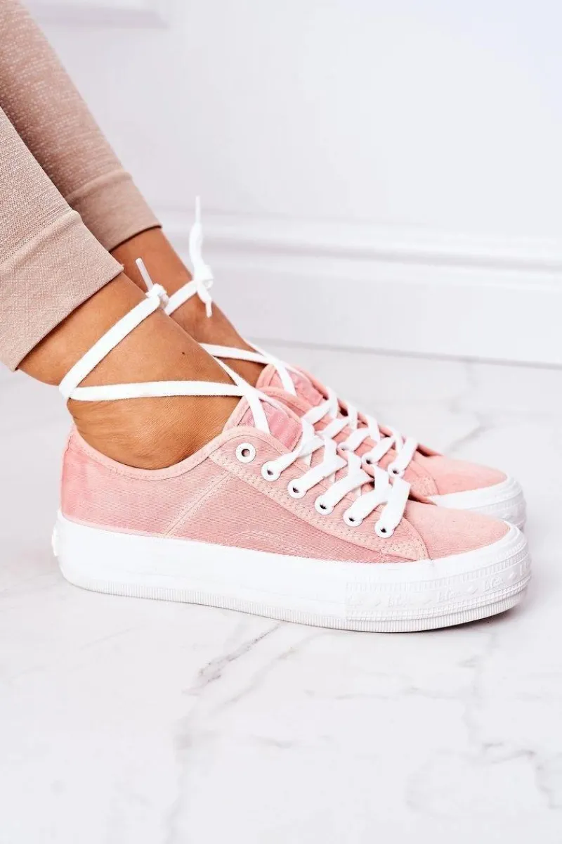 Sale Lee Cooper Damskie Tenisówki Na Platformie LCW-21-31-0125L Koralowe