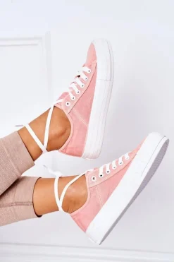 Sale Lee Cooper Damskie Tenisówki Na Platformie LCW-21-31-0125L Koralowe