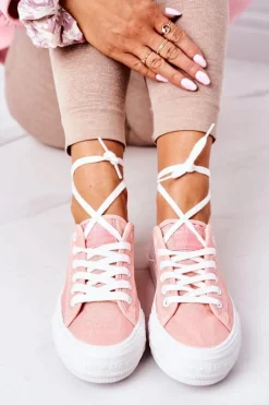 Sale Lee Cooper Damskie Tenisówki Na Platformie LCW-21-31-0125L Koralowe