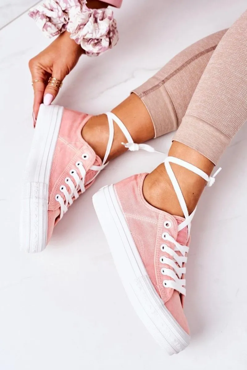 Sale Lee Cooper Damskie Tenisówki Na Platformie LCW-21-31-0125L Koralowe