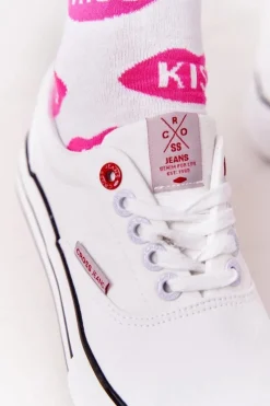 Trampki Damskie Niskie></noscript>Cross Jeans Damskie Tenisówki Na Platformie FF2R4001C Białe