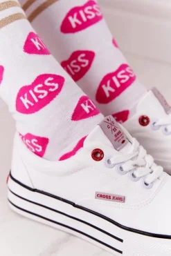 Trampki Damskie Niskie></noscript>Cross Jeans Damskie Tenisówki Na Platformie FF2R4001C Białe
