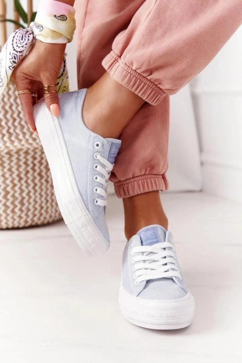 Best Damskie Tenisówki Na Platformie LCW-21-31-0123L Niebieskie Damskie Trampki Damskie Niskie