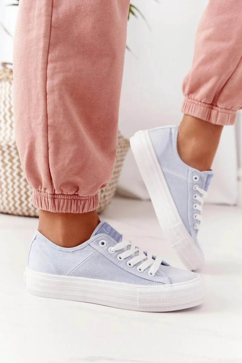 Best Damskie Tenisówki Na Platformie LCW-21-31-0123L Niebieskie Damskie Trampki Damskie Niskie