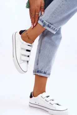 Best Damskie Tenisówki Na Rzepy Big Star LL274A207 Białe Damskie Trampki Damskie Big Star|Trampki Damskie Niskie