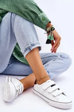 Best Damskie Tenisówki Na Rzepy Big Star LL274A207 Białe Damskie Trampki Damskie Big Star|Trampki Damskie Niskie