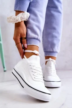 Damskie Tenisówki Skarpetkowe Białe Soren Damskie Trampki Damskie Niskie