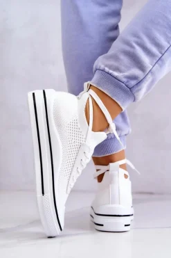 Damskie Tenisówki Skarpetkowe Białe Soren Damskie Trampki Damskie Niskie