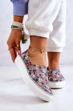 Trampki Damskie Slip-On>Big Star Shoes Damskie Tenisówki Slip On Memory Foam Big Star JJ276015 Szare