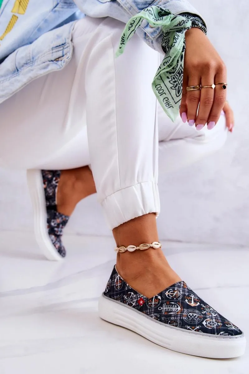 Trampki Damskie Slip-On>Big Star Shoes Damskie Tenisówki Slip On Memory Foam Big Star JJ276012 Czarne