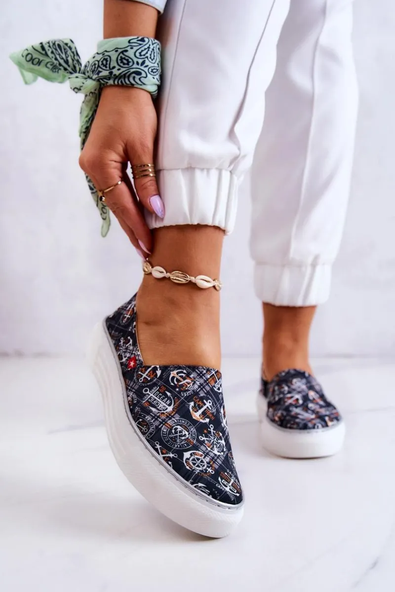 Trampki Damskie Slip-On>Big Star Shoes Damskie Tenisówki Slip On Memory Foam Big Star JJ276012 Czarne