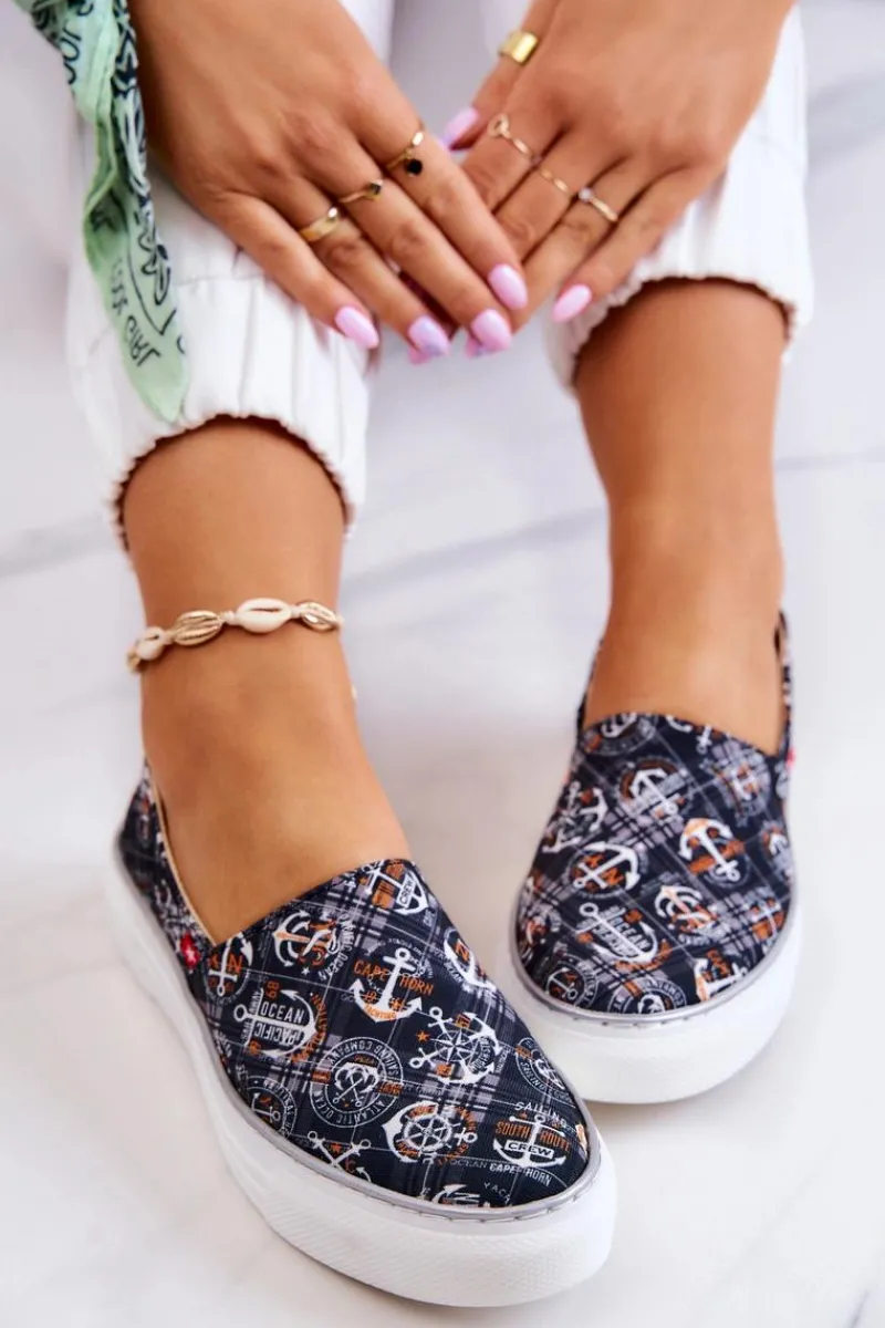 Trampki Damskie Slip-On>Big Star Shoes Damskie Tenisówki Slip On Memory Foam Big Star JJ276012 Czarne