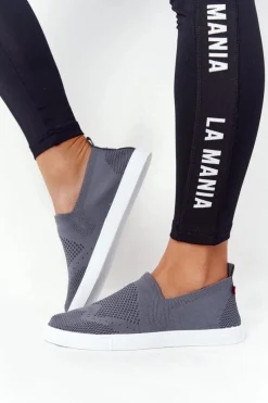 New Big Star Shoes Damskie Tenisówki Slip-on Big Star FF274A607 Szare