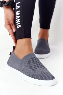 New Big Star Shoes Damskie Tenisówki Slip-on Big Star FF274A607 Szare