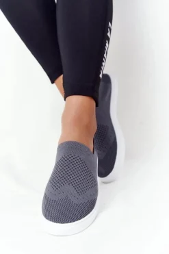 New Big Star Shoes Damskie Tenisówki Slip-on Big Star FF274A607 Szare