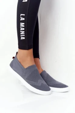 New Big Star Shoes Damskie Tenisówki Slip-on Big Star FF274A607 Szare