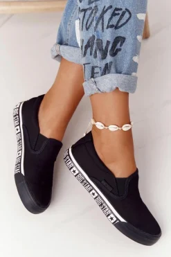 Discount Damskie Tenisówki Slip-on Big Star HH274012 Czarne Damskie Trampki Damskie Slip-On|Trampki Damskie Big Star